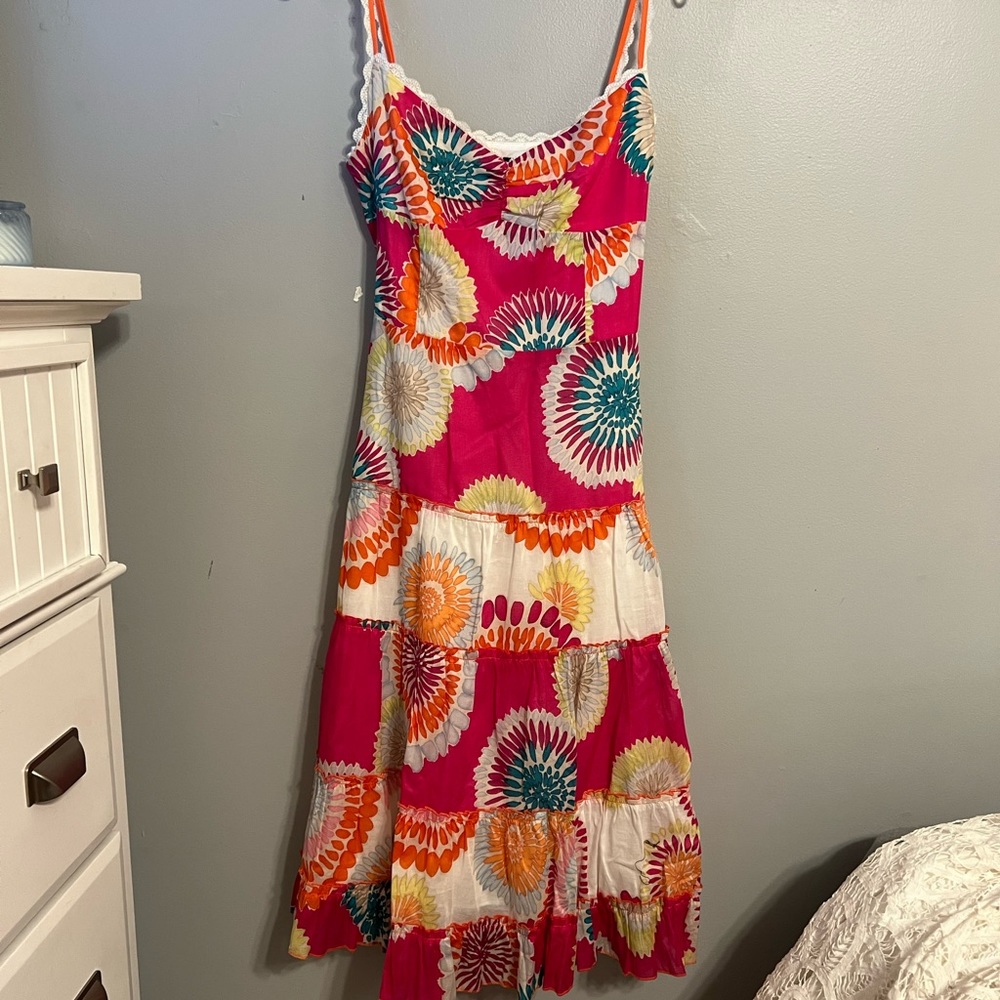 Bright Pink Floral Tiered Sundress